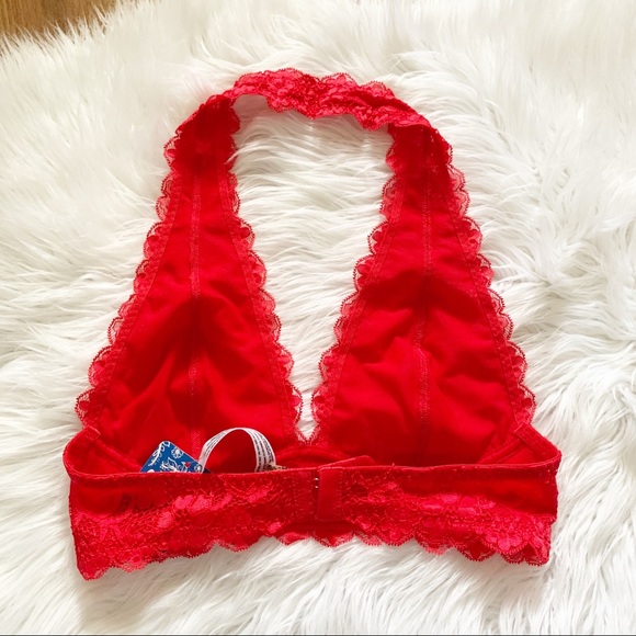 Free People Galloon Lace Bralette Red Medium - Picture 3 of 5